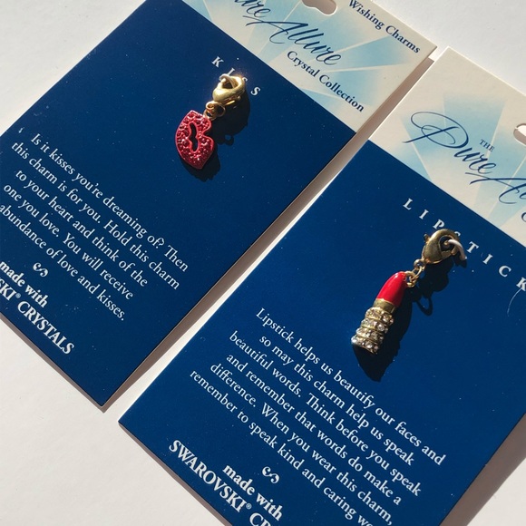 Pure Allure Crystal Collection Kiss & Lipstick Jewelry Charms NWT - Picture 3 of 4